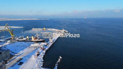 Seaplane Harbour Tallinn and Icebreaker Suur Tõll in Winter - 4K Drone Video