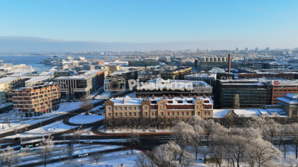 Winter Aerial Panorama of Tallinn Cityscape, Estonia - 4K Drone Video