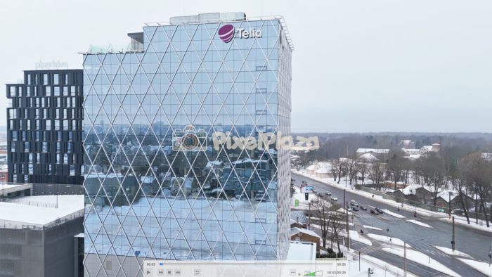 Winter Aerial View of Modern Office Building in Hipodroomi, Tallinn - 4K Drone Video