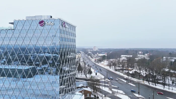 Winter Drone View of Modern Office Tower and Hipodroomi Street in Tallinn - 4K Drone Video
