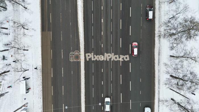 Winter Traffic in Tallinn Kristiine - 4K Drone Video