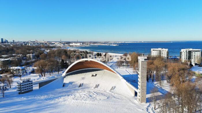 Aerial View of Tallinn Song Festival Grounds in Winter