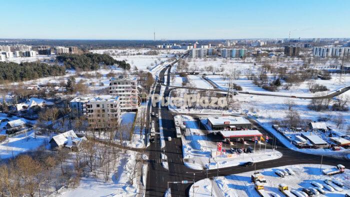 Lasnamäe Winter City Aerial - Snowy Urban Intersection in Tallinn Estonia