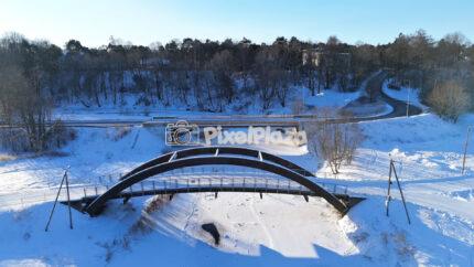 Pirita Winter Bridge Aerial - Snowy River Crossing in Tallinn Estonia