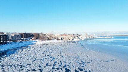 Tallinn Patarei Sea Fortress Winter Aerial - Frozen Baltic Coastline Estonia