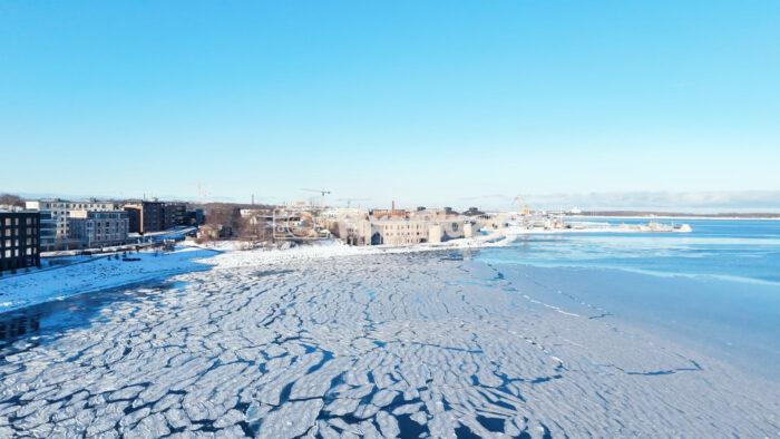 Tallinn Patarei Sea Fortress Winter Aerial - Frozen Baltic Coastline Estonia