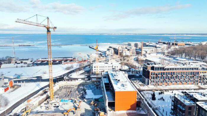 Tallinn Volta Quarter Winter Construction Aerial - Modern Seafront Development Estonia