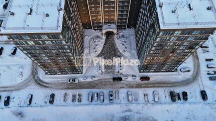 Winter Aerial Top-Down of Modern Residential Complex in Tallinn, Estonia