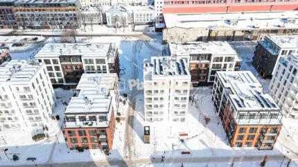 Winter Drone Aerial of Volta Quarter Modern Apartments, Tallinn Estonia