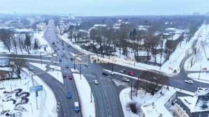 Winter Traffic Intersection in Tallinn Hipodroomi District, Estonia - 4K Drone Video