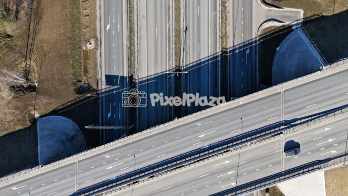 Aerial Drone View of Kanama Viaduct Highway Interchange Estonia