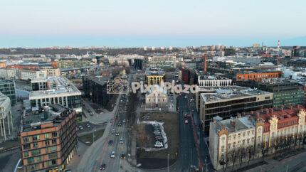 Aerial Drone View of Rotermanni Quarter and Modern Cityscape in Tallinn, Estonia
