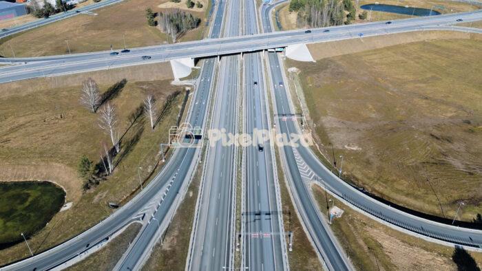Drone View of Kanama Viaduct Highway Interchange in Estonia