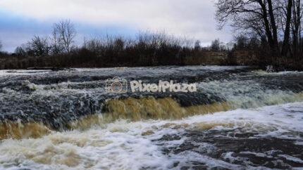 Vahiküla Waterfall Rapids on a Wild River in Estonia Nature Landscape