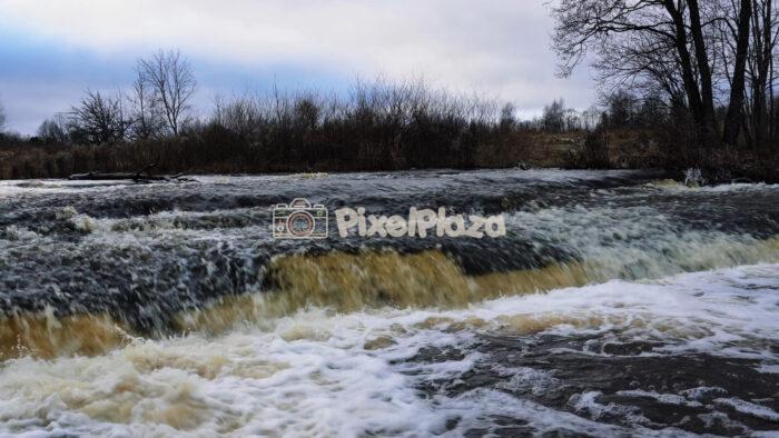 Vahiküla Waterfall Rapids on a Wild River in Estonia Nature Landscape
