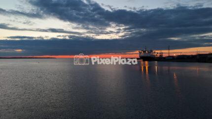 Paldiski Harbor at Sunset Baltic Sea Port Aerial Drone View Estonia