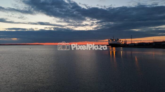 Paldiski Harbor at Sunset Baltic Sea Port Aerial Drone View Estonia
