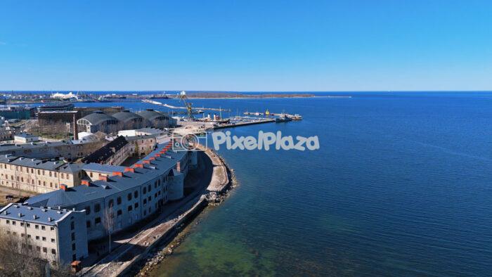 Tallinn Seaside Fortress and Harbor Aerial View Baltic Coast