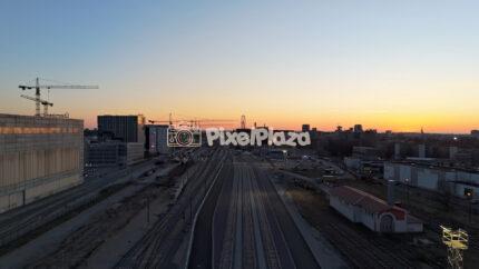 Tallinn Ülemiste Rail Corridor Sunset Aerial City Infrastructure