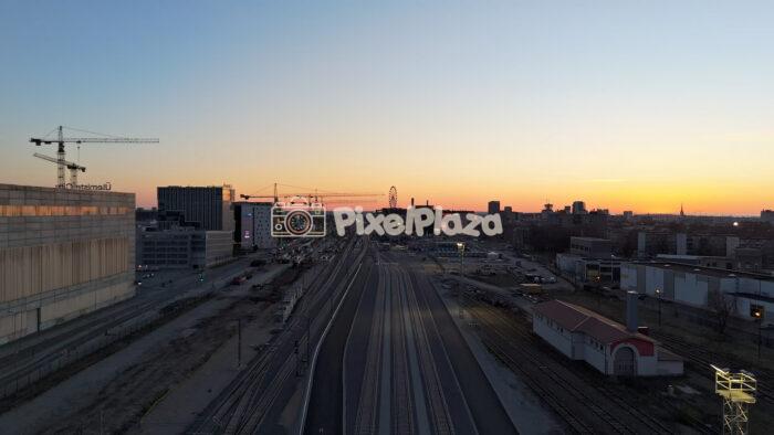 Tallinn Ülemiste Rail Corridor Sunset Aerial City Infrastructure