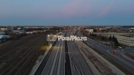 Tallinn Ülemiste Railway and Highway Aerial at Dusk Urban Hub