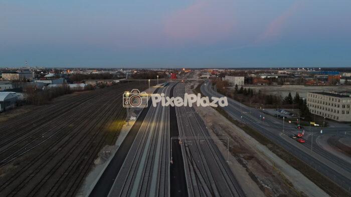 Tallinn Ülemiste Railway and Highway Aerial at Dusk Urban Hub