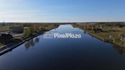 Aerial View of Lielupe River in Jelgava Latvia Landscape