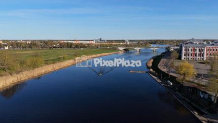 Drone View of Jelgava Palace and Lielupe River in Latvia