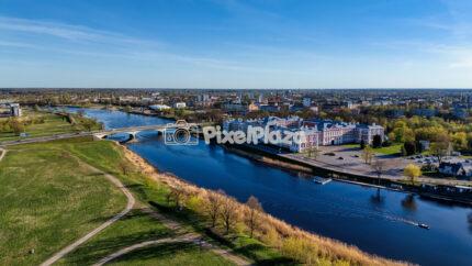 Drone View of Jelgava Palace and Lielupe River in Latvia