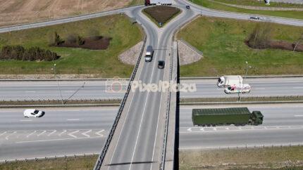 Drone View of Kurna Estonia Highway Roundabout and Traffic Flow