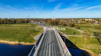 Drone view of the bridge crossing Lielupe river in Jelgava Latvia