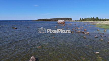 Ehalkivi Coastal Landscape and Baltic Sea Shoreline Drone View Estonia