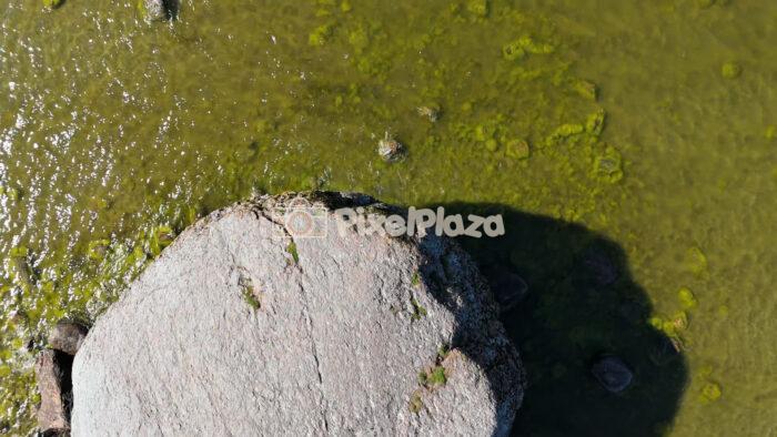Ehalkivi Giant Coastal Boulder in Baltic Sea Aerial View Estonia