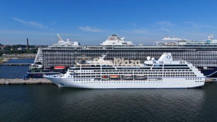 Cruise Ships at Tallinn Cruise Terminal 4K Drone Video in Estonia