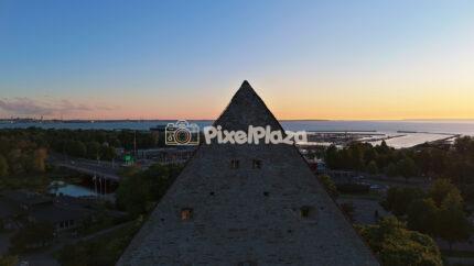 Drone View of Pirita Monastery Ruins at Golden Hour Tallinn Estonia