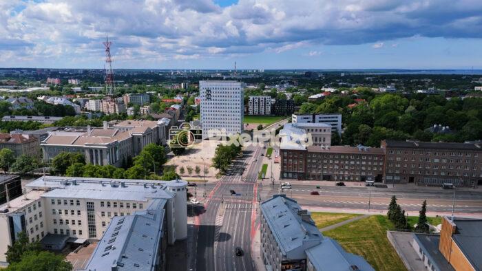 Tallinn City Center Aerial Drone 4K Video with Skyline and Summer Clouds