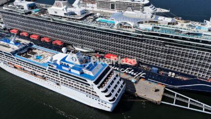Tallinn Cruise Terminal Luxury Cruise Ships Aerial Drone Footage 4K
