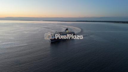 Viking Line Ferry Sailing Near Tallinn at Sunset Aerial Drone View
