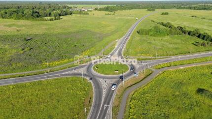 4K Aerial Drone Video of Rural Roundabout and Country Road in Summer