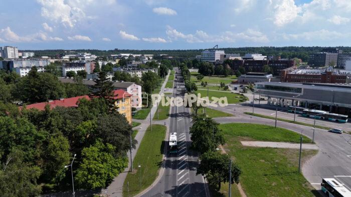4K Aerial Video of Mustamäe District and Street Traffic in Tallinn Estonia