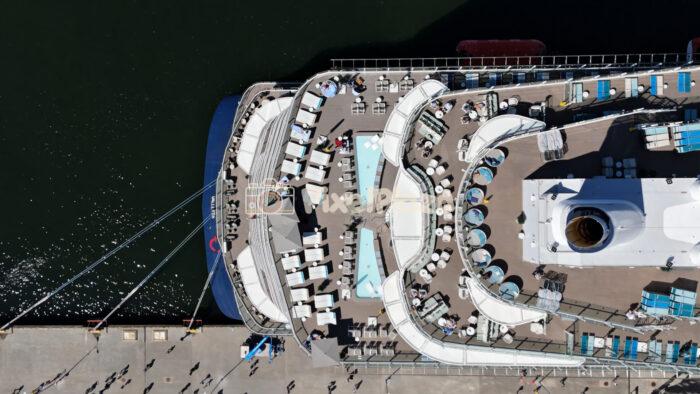 4K Drone Flight Above Tallinn Cruise Terminal and Luxury Cruise Ship