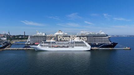 4K Drone Video of Luxury Cruise Ships at Tallinn Cruise Terminal