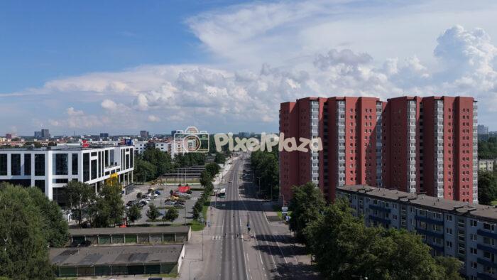 4K Drone Video of Mustamäe Tallinn Urban Boulevard and City Traffic