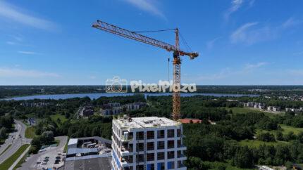 4K Drone Video of a Construction Crane and Building in Tallinn Estonia