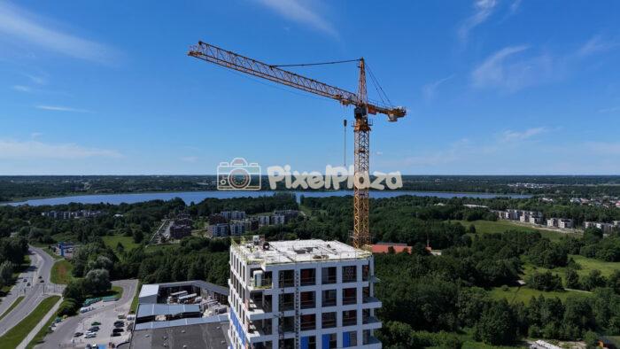 4K Drone Video of a Construction Crane and Building in Tallinn Estonia