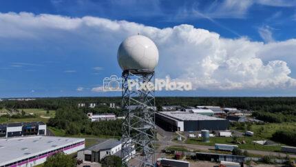 4K aerial drone footage of Tallinn Harku weather station radar tower