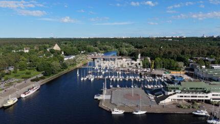 4K drone video of Pirita harbor and yacht marina in Tallinn Estonia
