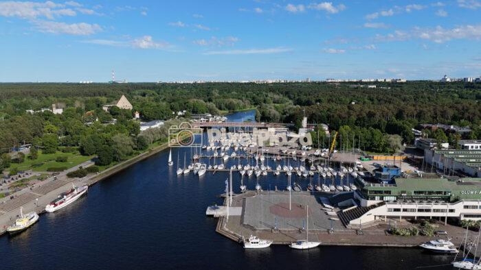 4K drone video of Pirita harbor and yacht marina in Tallinn Estonia