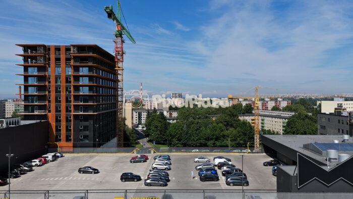 Aerial Drone 4K Video Of Building Construction And Parking In Tallinn Estonia