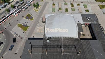 Aerial Top Down View of Tallinn Baltic Station Building 4K Drone Video